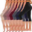 TNNZEET 7 Pack Leggings for Women - High Waisted Yoga Pants with Pockets Black Leggings Women Full Length & Capri (Large-X-Large, Black/ Navy Blue/ Grey/ Burgundy/ Dark Pink/ Rose Pink/ Peachpuff)