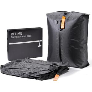 Relime Classic Series Vacuum Extra Bags for Travel Luggage(2 PC No Pump), Compression Bags for Carry On Suitcases and Backpack, Vacuum Seal Packing cube for Cloth Packing
