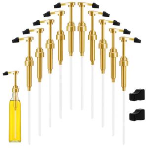 10 Pcs Coffee Syrup Pumps with Tip Covers, Compatible with Monin 750ml Glass Bottles, 1/4 oz Dispensing Pump for Dirty Soda Bar Supplies, Coffee Bar, Latte, Cocktail, Drink Flavoring(Gold)