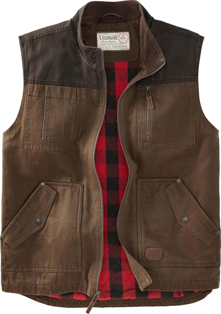 Legendary Whitetails Men's Tough as Buck Vest for Men, Work Flannel Lined Hunting Outerwear, Casual Western Insulated Zip Up, Rawhide, X-Large
