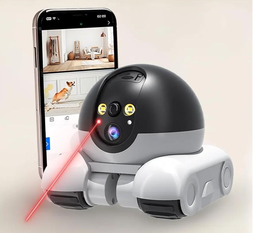 AEZ Robot Camera on Wheels 1080P Dual Lens,Indoor Movable Security Camera with 2Way Talk,Blinky Bot with Night Vision,Distance Bot App Control for Cats/Dogs/Baby/Elderly (SD/Cloud Storage)