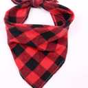 Christmas Dog Bandana - M/L Dog Plaid Printing for Parties, Outdoor, Adjustable (Red Black Plaid)