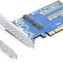 10Gtek 2-Port M.2 NVMe Adapter M-Key, PCIe X8 Gen3. Requires Motherboard BIOS Support for Bifurcation (2x M.2 (M Key))