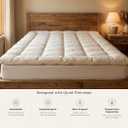 100% Merino Wool Mattress Topper for Back Pain Relief Natural Handmade Merino Wool Pad 1 Inch Thick Cooling Breathable with 2 Elastic Straps, Ivory King 78x80 Inches,  Ivory, King