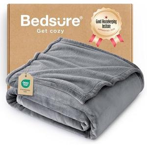 Bedsure Fleece Blanket Twin Size Grey - 300GSM Lightweight Plush Fuzzy Cozy Soft Warm Blanket for Bed, Sofa, Couch, Travel, Camping, 60x80 inches