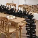 Jutom 13.2 ft Valentine's Garlands with 16.4 ft LED Lights Artificial Garland Romantic Pine Valentine Garland Decoration for Stairs Fireplace Mantel Front Door Porch Holiday Party(Black)