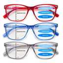 VIDEBLA 3 Pack Progressive Multifocus Reading Glasses Blue Light Blocking for Women Men Multifocal Readers with Spring Hinge (3 Mix Color-2, 1.50, Multiplier_x)