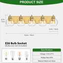IZORRO Bathroom Light Fixtures, 5-Light Brushed Gold Vanity Light, Modern Wall Sconces with Globe Clear Glass Shade, Vanity Lighting Fixtures Over Mirror,E26 Bulb Socket