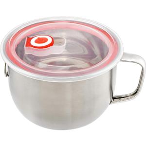 18/8 Stainless Steel Leak Proof Food Storage Container with Handle and Lid, Snack Bowl, Stainless Steel Bento Lunch Box, Soup Bowl, Noodle Pot, Ramen Cooker, Induction Cooker Directly