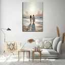 Jesus Canvas Wall Art Jesus Woman Walking on Water Wall decor pictures Religious Coastal Painting Christian poster prints for living room bedroom Home Decoration Ready to hang (16inx24in Canvas)