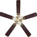 Westinghouse 7233800 Vintage Indoor Ceiling Fan with Light, 52 Inch, Polished Brass