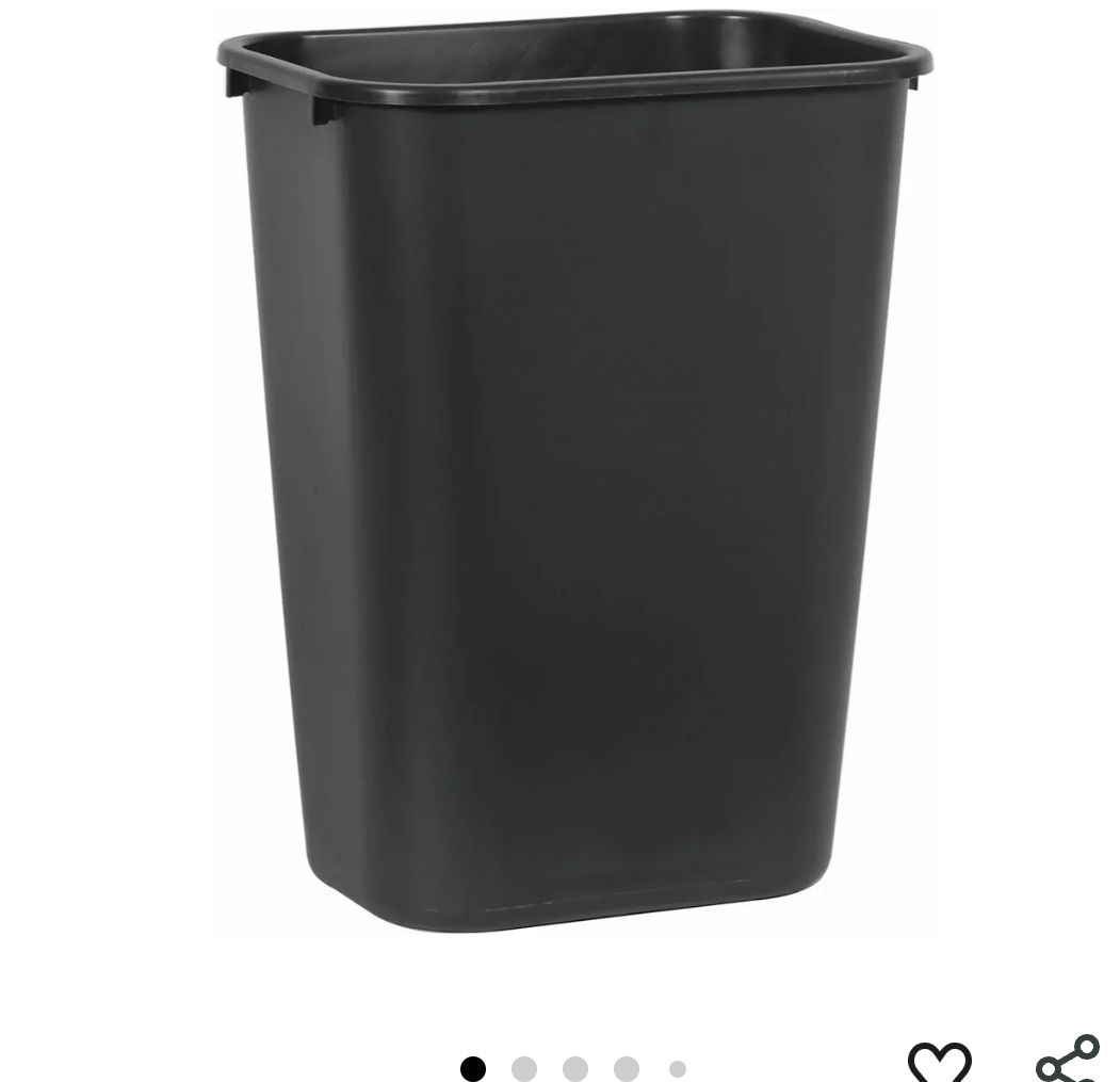 Rubbermaid Commercial Wastebasket Trash Container, 41QT/10.25 GAL, Plastic, Black, Stackable Trash Can for Bedroom/Bathroom/Office, Fits Under Desk/Sink/Cabinet