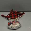 2 Pcs Christmas Antler Check Dog Santa Hat Adjustable Pet Red Plaid Pet Cap Xmas Antler Dog Hats for Small Medium Large Dogs(L)
