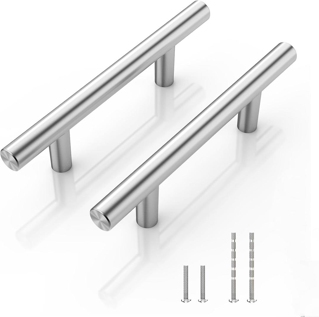 40 Pack Kitchen Cabinet Handles Drawer Pulls Brushed Nickel Stainless Steel, 5" Length (3" Hole Center) Kitchen Cabinet Hardware