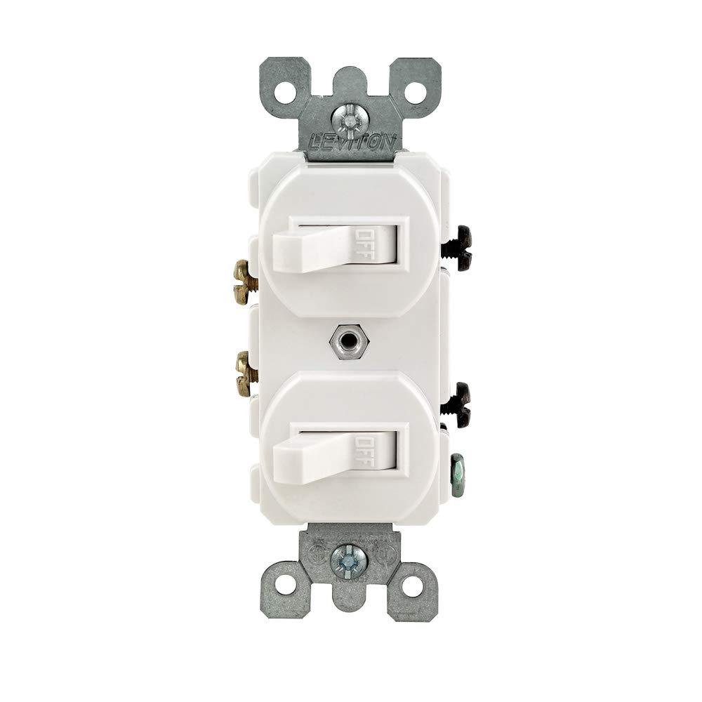 Leviton 15 Amp, 120/277 Volt, Duplex Style Single-Pole/Single-Pole Combination Switch, 5224-2W, White