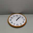 Wall Clock, Classic Wood Style Finish, 16 Inch Non-Ticking Silent Battery Operated Analog Clock, Ideal Retro Decor for Home, Bedroom, Living Room, Kitchen, Bathroom, Office(Wood Yellow)