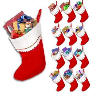 Windy City Novelties 12 Pack Red Felt 15" Christmas Holiday Stockings in Bulk - Customizable for Classrooms, Offices & Homes