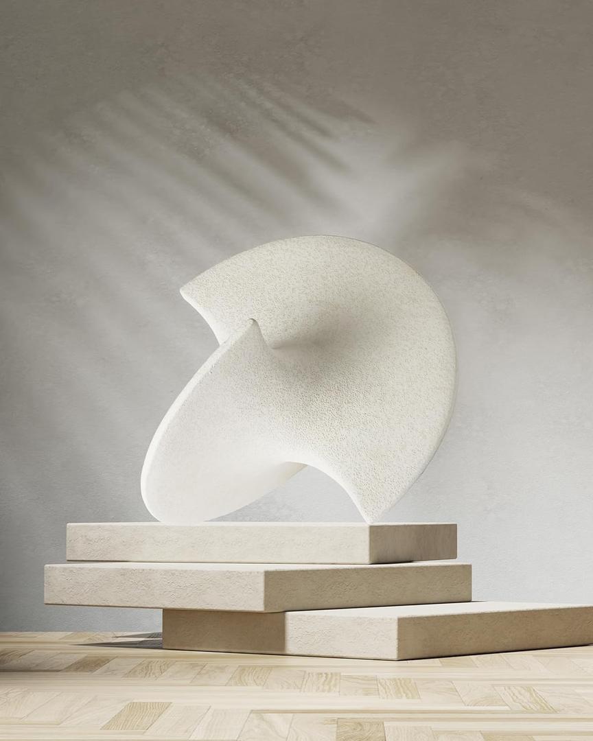 UPWOIGH Large White Ceramic Inspired Art, 9.45x8.6x9.45 in Handmade Premium Personalized Ceramic Balancing Sculpture for Living Room,Table Dcor,1Pack