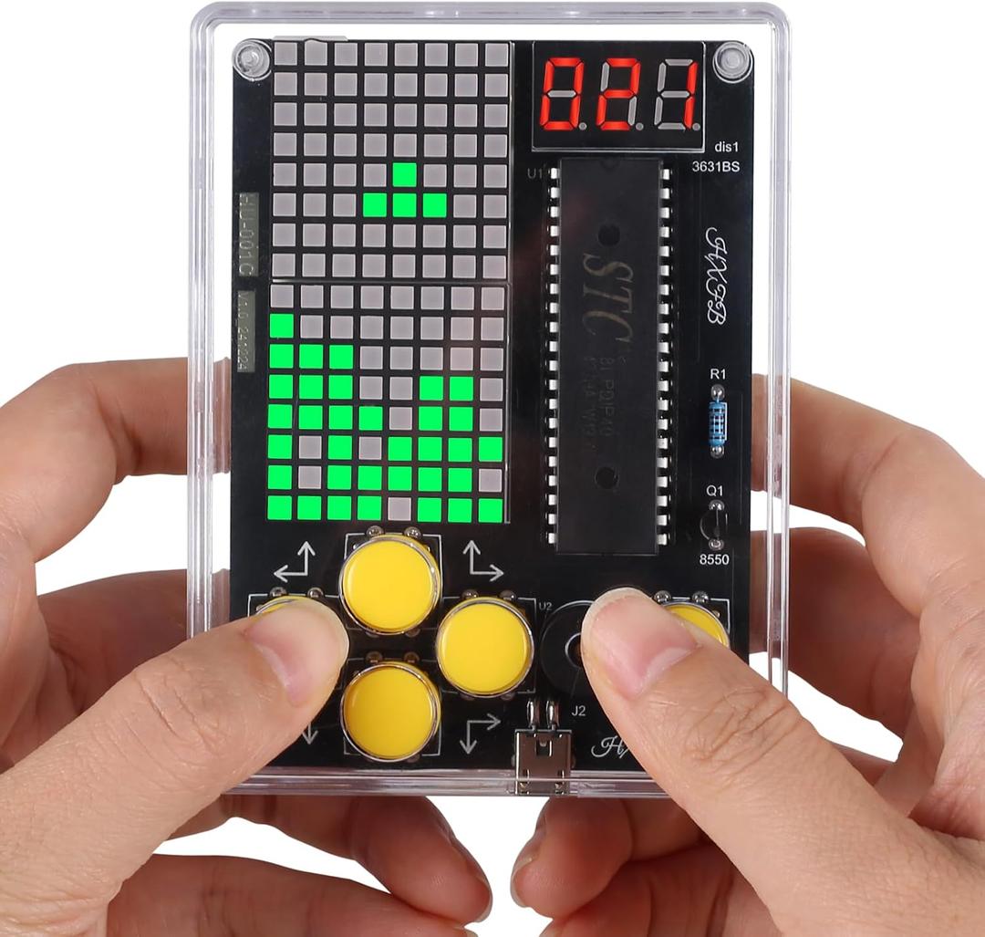 PEMENOL 7-in-1 Game Soldering Project Kit, DIY Retro Handheld Game Console Electronics Kit for STEM Learning, 3 Difficulty Levels, Classroom Practice & School Projects for Teens & Students