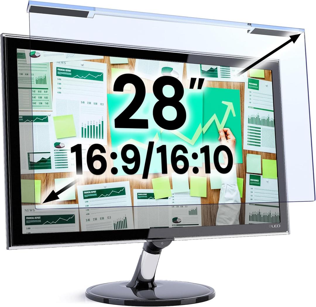 VINTEZ Blue Light Screen Protector for 28 Inch Computer Monitor and Laptop Anti-UV Blue Light Blocking Film for Desktop PC, Eye Protection Filter, 24.9" x 15.5", 1 Pack