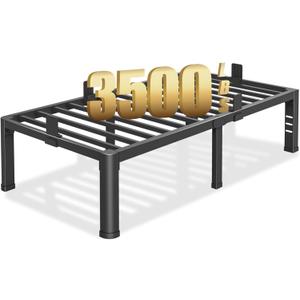 18 inch Twin Bed Frame with Rounded Corner Legs and Headboard Hole Mattress Slide Stopper 3500 LBS Heavy Duty Support Metal Platform,No Box Spring Needed, Noise Free, Easy Assembly 18 inch Twin Bed Frame with Rounded Corner Legs and Headboard Hole Mattress Slide Stopper 3500 LBS Heavy Duty Support Metal Platform,No Box Spring Needed, Noise Free, Easy Assembly