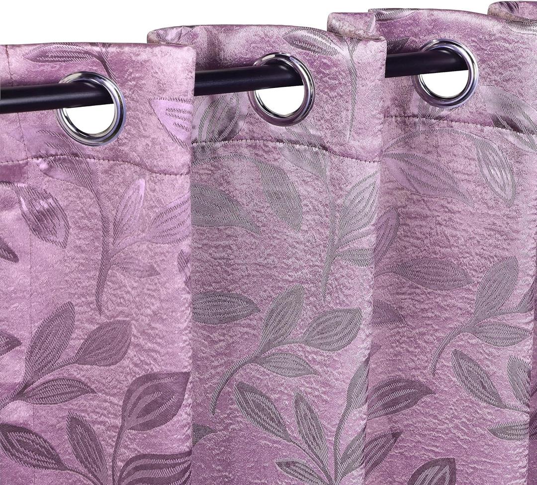 Superior Blackout Curtains, Room Darkening Window Accent for Bedroom, Sun Blocking, Thermal, Modern Bohemian Curtains, Leaves Collection, Set of 2 Panels, Grommet- 42 in x 63 in, Wisteria
