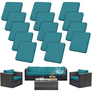 Outdoor Cushion Covers Set,14PCS Patio Furniture Couch Seat Slipcovers, Replacement for Sofa Sectional Chair(CoverOnly) (Blue Paon)