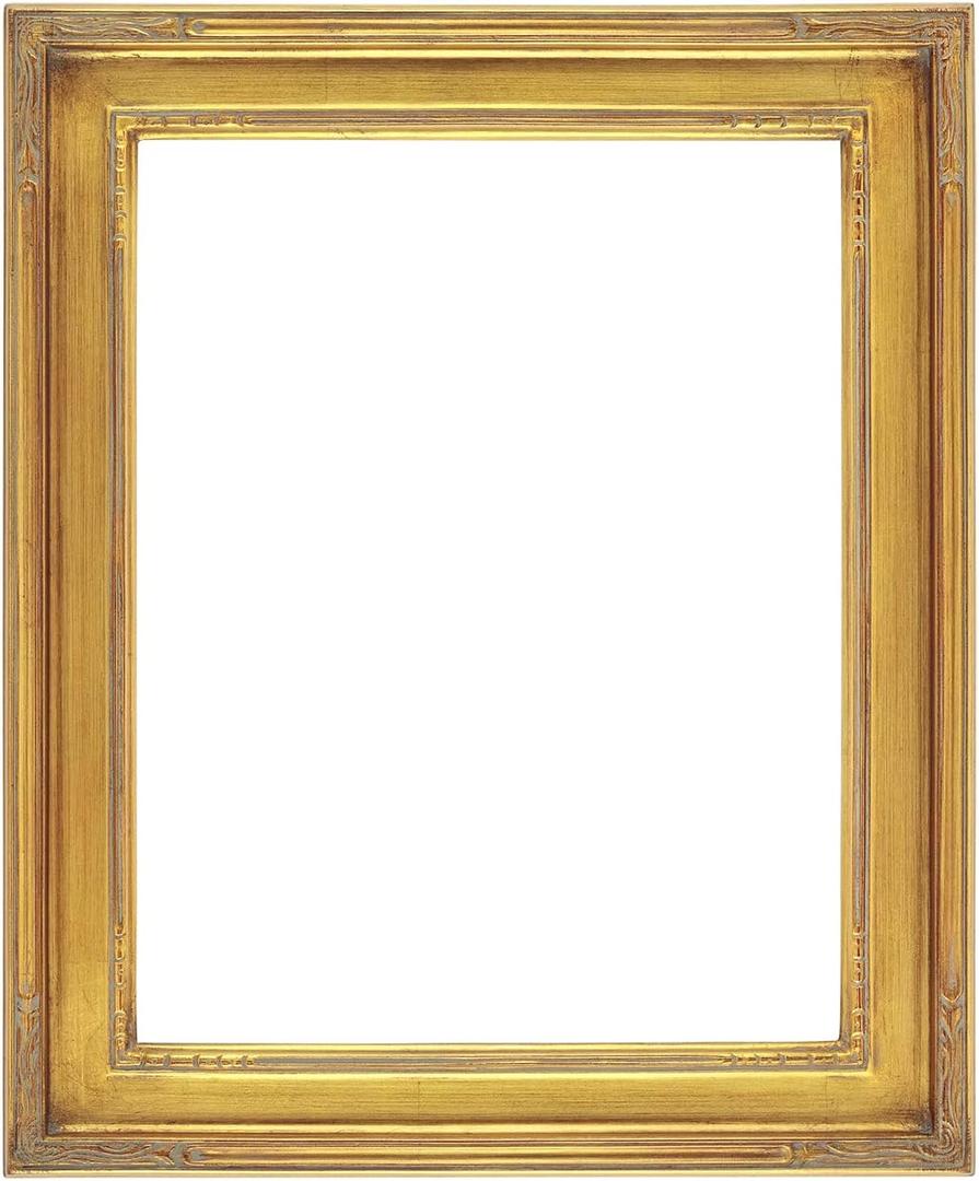 Creative Mark Museum Collection Nouveau Frames, Gold 11x14 - Hand-Finished Hand-Leafed Real Wood, One Piece Frame, Closed Corner, Open Back, Without Mat & Glass, Gallery Wall or Prints