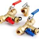 GASLAND 3/4 Inch Tankless Water Heater Service Valve Kit, with Pressure Relief Valve, Hot Cold Water Supply Isolator Valves in Clean Brass Construction