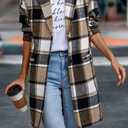 PRETTYGARDEN Women Plaid Shacket Jacket Trendy Fall Casual Button Wool Blend Tartan Trench Coat Winter Clothing with Pockets