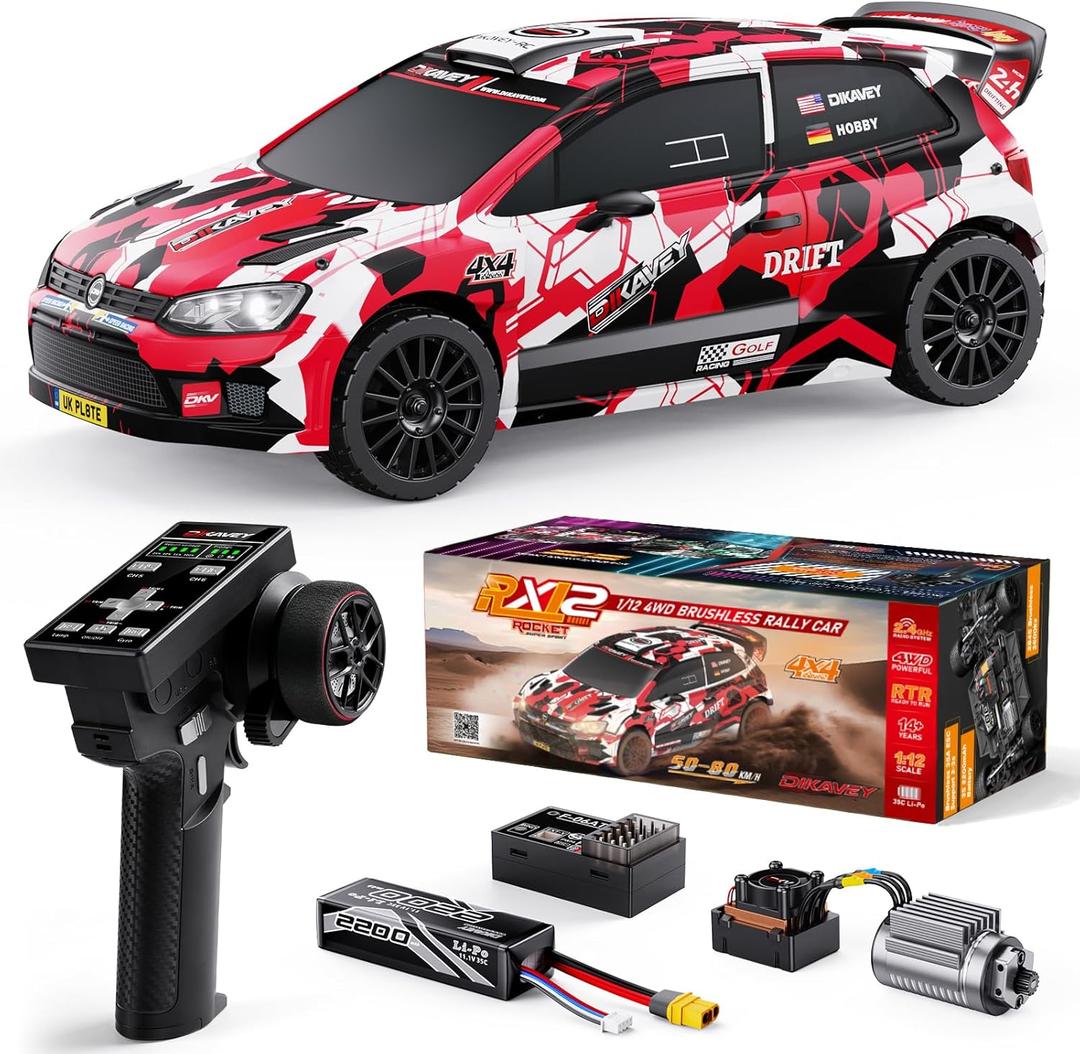 1:12 RC Rally Car Fast Max 50 MPH,Drift Car with Gyro 4X4,Brushless Fast RC Cars with 3S 2200 mAh Battery,1/12 Remote Control Cars for Adults for 4WD,for Racetrack & Mud-Red