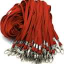 Bird Fiy Black Lanyard 100 Pack Bulk Lanyards for Id Badges Holders Each Lanyard 17 Inch with 360 Swivel Hook (Red)