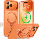 360 Magnetic Stand for iPhone 17 Pro Max Case, [Fit for MagSafe][Camera Control Button] Mil-Grade Protection Shockproof Slim Translucent Matte Ring Kickstand 17 Pro Max Case 6.9 Inch, Cosmic Orange