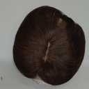 Anemone 6 inch Short Middle Part Straight Real Human Hair Topper Small Thin Clip-in Hair Bangs for Mild Hair Loss Suitable for Women and Men Reddish Tone (Dark Brown)