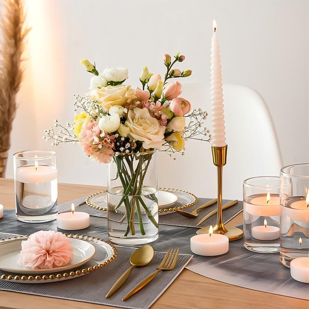 9 pcs Glass Cylinder Vases for Centerpieces, 6 Inch Clear Flower Vases for Wedding Decorations and Indoor Home Decor, Hurricane Candle Holder for Table Shelf, Party