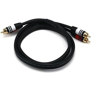 Monoprice Premium Two-Channel Audio Cable - 3 Feet - Black | 2 RCA Plug to 2 RCA Plug 22AWG, Male to Male