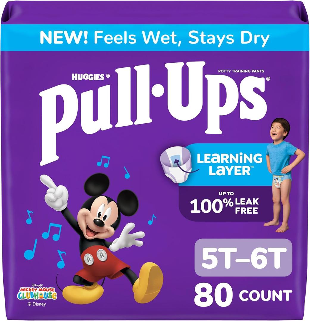 Pull-Ups Boys' Potty Training Pants, Size 5T-6T Training Underwear (46-60 lbs), 80 Count