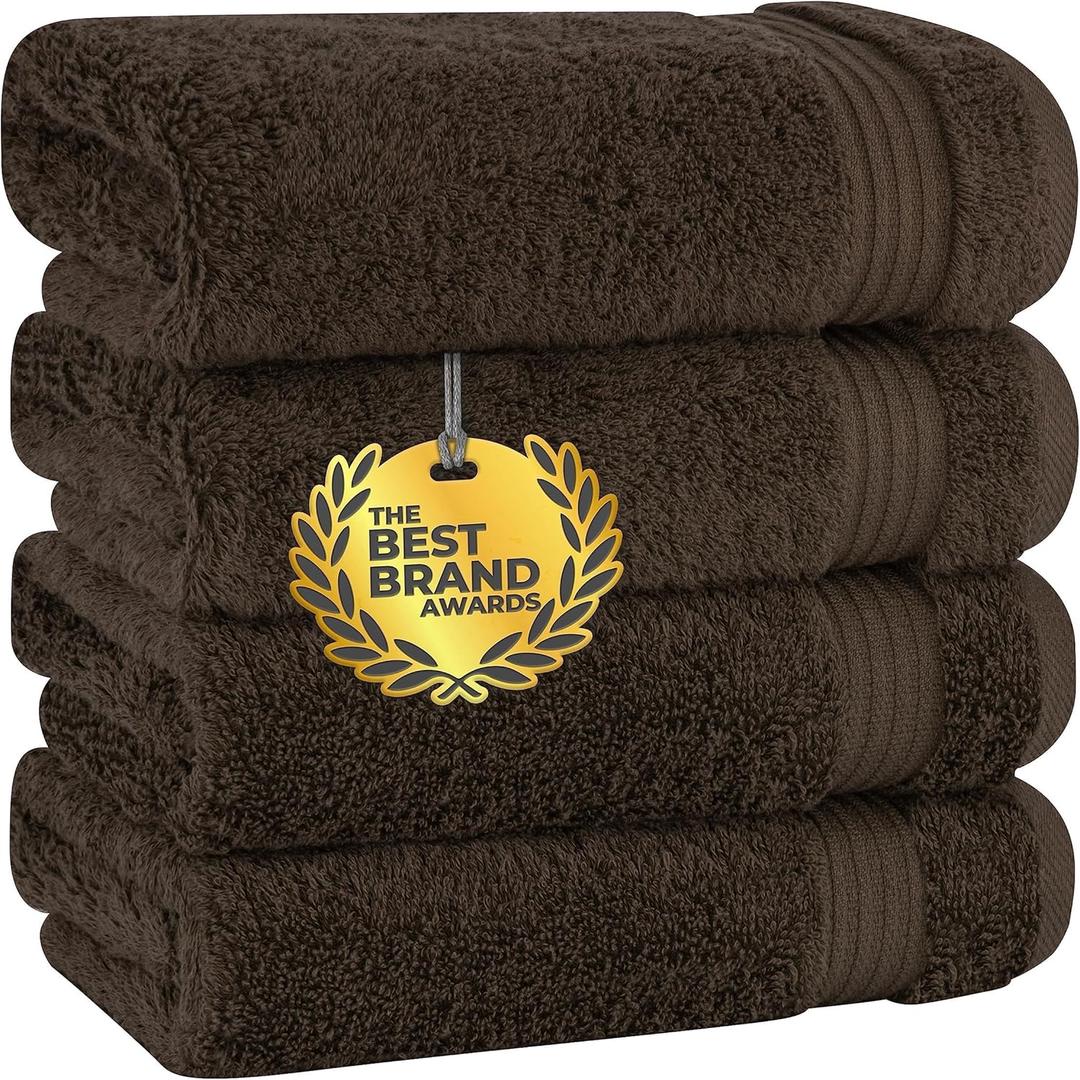 Cotton Paradise Hand Towels for Bathroom, 100% Cotton Turkish 4 Piece Hand Towel Set, Soft Absorbent Face Towels, Brown Hand Towels