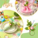 APTWOW Easter Napkin Rings Set of 6 - Farmhouse Eggs Napkin Holder, Spring Eucalyptus Leaf Napkin Rings for Holiday Birthday Wedding Party Banquet Easter Table Decor