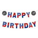 Spider Birthday Banner, Pre-Strung Spider Web Theme Happy Birthday Decoration Sign Cartoon Movie Hanging Bunting Garland for Boys Kids Party Baby Shower Decor Supplies