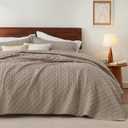 Bedsure Quilts King Size - Lightweight Bedspreads King Size with Basket Weave Pattern, Soft Quilt Bedding Set, Taupe Comforter Set Coverlet for All Seasons with 2 Pillow Shams (106" x 96")