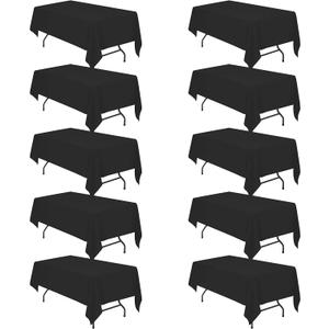 BRILLMAX 10 Pack Black Tablecloths for 6 Foot Rectangle Tables 60 x 102 Inch - 6ft Rectangular Bulk Linen Polyester Fabric Washable Cloth Cover for Wedding Reception Banquet Birthday Party (60x102 In, 10 Pack)