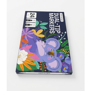 ARTISTRO 24 Acrylic Paint Markers for Rock, Fabric, Wood, Glass, Eggs - Dual-Tip Paint Pens for Coloring Books for Adults, Teens, Kids - Art & Craft Supplies - Gift Idea - Easter Basket Stuffers