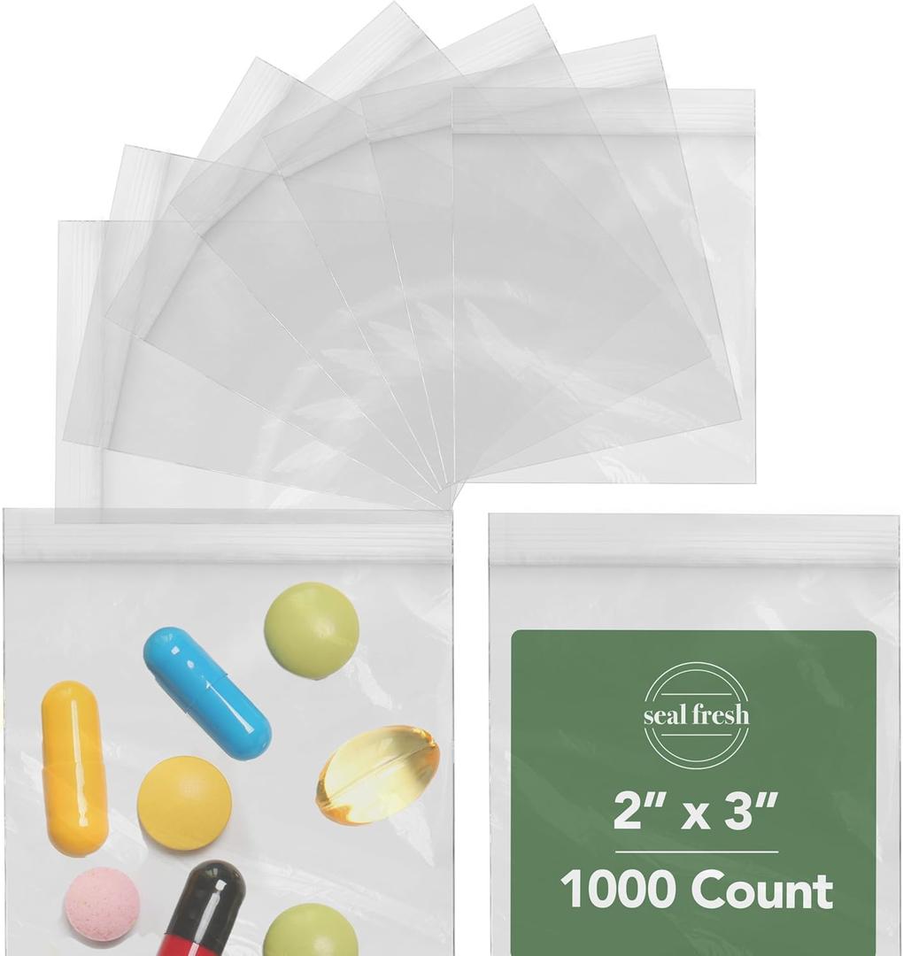 2 x 3 Inch Resealable Plastic Bags 1000 Pack  Clear Reclosable Mini Bags with Zipper Seal for Jewelry, Beads, Small Parts, Crafts, Hardware