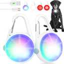 Dog Collar Light 2Pack LED Rechargeable Clip on with RGB Color Pet Harness Dog Lights for Night Walking Camping