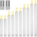 10 Pcs Flameless Taper Candles with Remote Battery Operated Taper Candles Include 6.5'' 7.7" 8.9" 10" 11.2" Fake LED Electric Candle Sticks for Valentine's Day Home Wedding Decor (White)