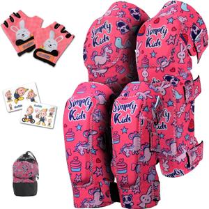 Soft-Style Kids Knee and Elbow Pads with Bike Gloves, Flexible Impact-Resistant Gear for Ages 2-11, Designed for Balance Bikes, Roller-Skating, and Skateboarding (Small)