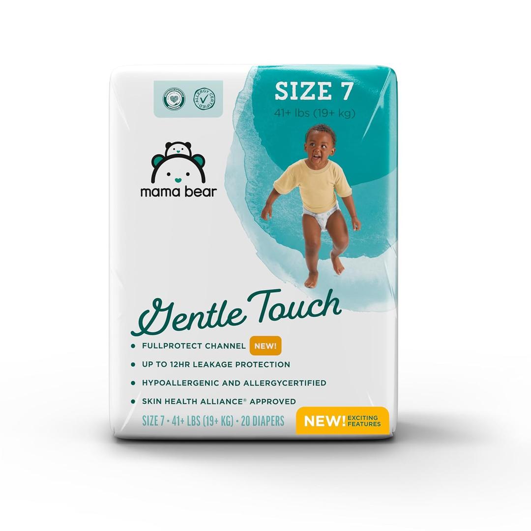 Amazon Brand - Mama Bear Gentle Touch Diapers, Size 7, 20 Count