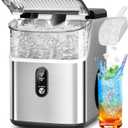 Countertop Nugget Ice Maker Pro - 34lbs/24H, Self-Cleaning Pellet Ice Machine with Soft Chewable Ice, One-Touch Operation for Home, Kitchen, Office (Silver)