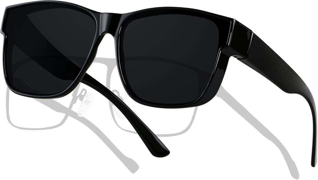 ANDWOOD Fit Over Glasses Polarized Sunglasses for Women Men Oversized Square Shades UV400 Protection